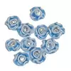 CERAMIC ART FLOWERS WITH CRYSTAL - BLUE