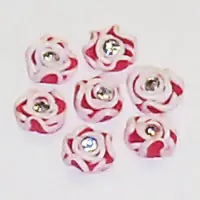 CERAMIC ART FLOWERS WITH CRYSTAL - RED