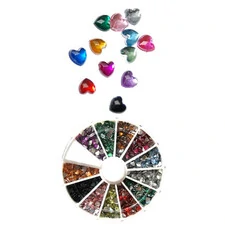 ACRYLIC HEART STONES - 12 COLORS