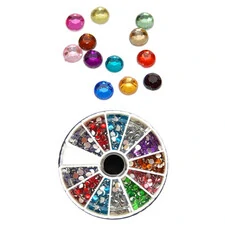 ACRYLIC SHARP ROUND STONES - 12 COLORS