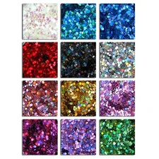 GLITTER FLAKES HEXAGON SHAPE (SMALL) - 12 COLORS