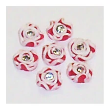 CERAMIC ART FLOWERS WITH CRYSTAL - RED