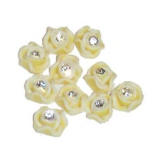 CERAMIC ART FLOWERS WITH CRYSTAL - YELLOW
