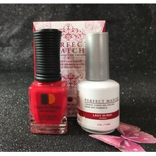 LECHAT LADY IN RED PERFECT MATCH GEL POLISH & NAIL LACQUER PMS188 -.5OZ/15ML LUSH REDS COLLECTION
