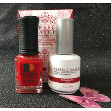 LECHAT RED HAUTE PERFECT MATCH GEL POLISH & NAIL LACQUER PMS189 -.5OZ/15ML LUSH REDS COLLECTION