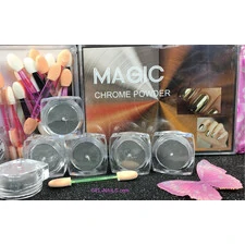 MAGIC MIRROR CHROME POWDERS 6 PCS KIT WITH SPONGE STICKS MGP23