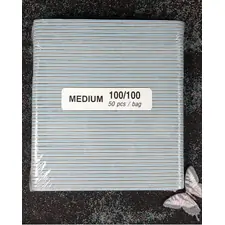 PADDED NAIL FILES 100-100 GRIT MEDIUM 50 PCS