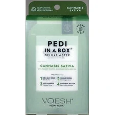VOESH DELUXE PEDICURE IN A BOX 4 IN 1 - SOAK, SCRUB, MASQUE, MASSAGE - CANNABIS SATIVA