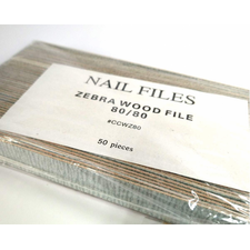 ZEBRA WOOD NAIL FILE - 80/80 GRIT X-COARSE 50 PACK