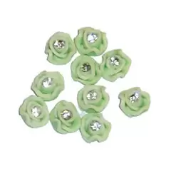 CERAMIC ART FLOWERS WITH CRYSTAL - GREEN