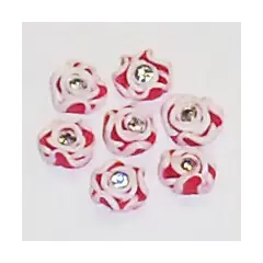 CERAMIC ART FLOWERS WITH CRYSTAL - RED