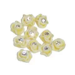 CERAMIC ART FLOWERS WITH CRYSTAL - YELLOW