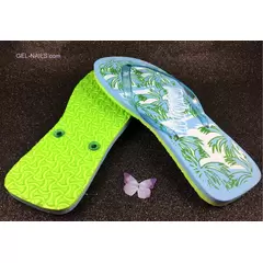 BEACH OR SPA FLIP-FLOPS LIME AND BLUE