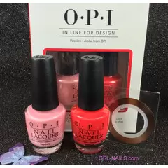 OPI NAIL LACQUER COLLECTION 2 PCS WITH METALLIC GOLD NAIL TAPE SRH07 PASSION AND ALOHA FROM OPI