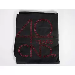 CND SHELLAC 40 YEAR ANNIVERSARY ORIGINAL NAIL SALON BLACK APRON WITH RED CRYSTALS
