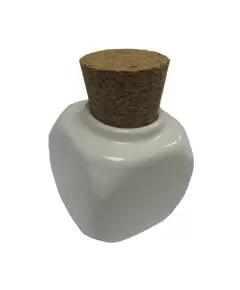 HEAVY PORCELAIN DAPPEN DISHES WITH CORK LID - WHITE