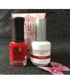 LECHAT RED HAUTE PERFECT MATCH GEL POLISH & NAIL LACQUER PMS189 -.5OZ/15ML LUSH REDS COLLECTION