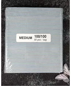 PADDED NAIL FILES 100-100 GRIT MEDIUM 50 PCS