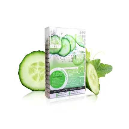 VOESH DELUXE PEDICURE IN A BOX 4 IN 1 - SOAK, SCRUB, MASQUE, MASSAGE - CUCUMBER FRESH