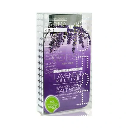 VOESH DELUXE PEDICURE IN A BOX 4 IN 1 - SOAK, SCRUB, MASQUE, MASSAGE - LAVENDER RELIEVE