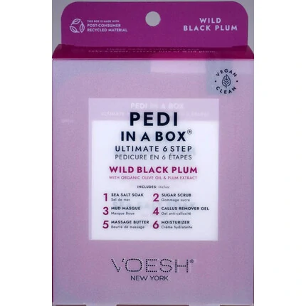 VOESH DELUXE PEDICURE IN A BOX 6 IN 1 - WILD BLACK PLUM