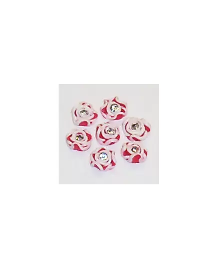 CERAMIC ART FLOWERS WITH CRYSTAL - RED