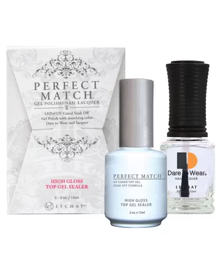 LECHAT PERFECT MATCH GEL POLISH AND NAIL LACQUER HIGH GLOSS TOP GEL SEALER 2-.5OZ/15ML
