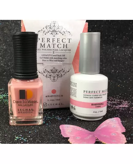 LECHAT BABYDOLL PMS213 PERFECT MATCH EXPOSED COLLECTION GEL POLISH & NAIL LACQUER 2 PCS - 0.5 FL OZ 15ML EACH