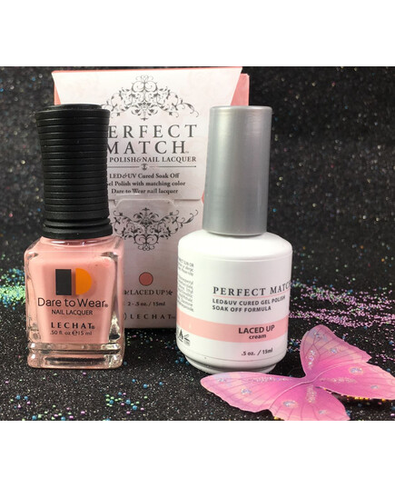 LECHAT LACED UP PMS212 PERFECT MATCH EXPOSED COLLECTION GEL POLISH & NAIL LACQUER 2 PCS - 0.5 FL OZ 15ML EACH