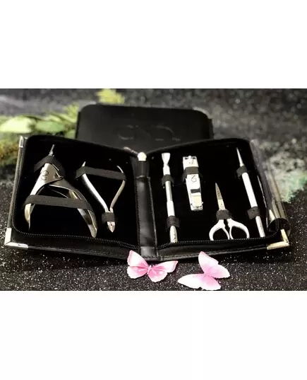 CND NAIL PROFESSIONAL MANICURE KIT 6 IMPLEMENTS WITH STYLISH BLACK ZIPPERED CASE