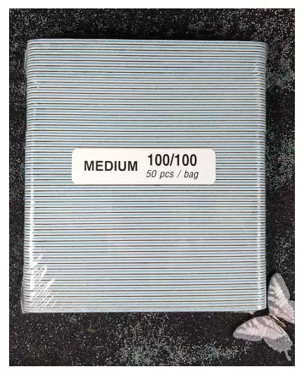 PADDED NAIL FILES 100-100 GRIT MEDIUM 50 PCS