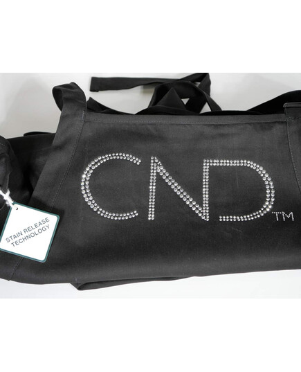 CND SHELLAC NAIL SALON BLACK APRON WITH CRYSTALS