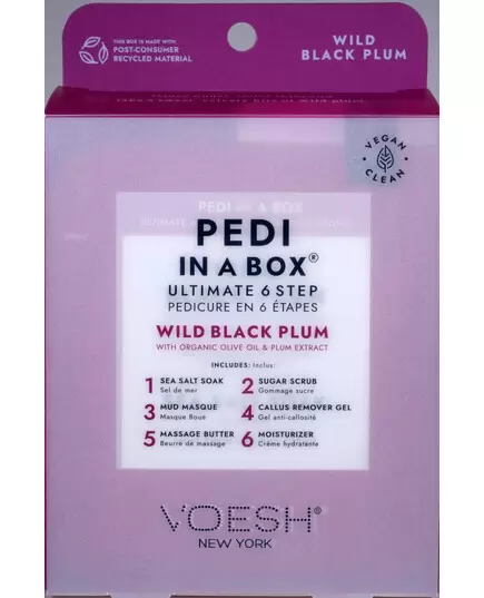 VOESH DELUXE PEDICURE IN A BOX 6 IN 1 - WILD BLACK PLUM