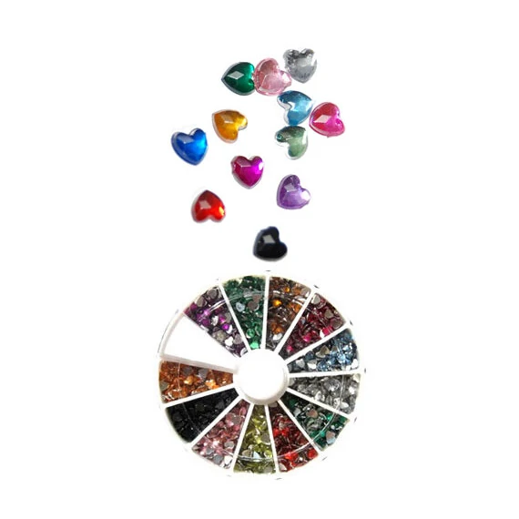 ACRYLIC HEART STONES - 12 COLORS