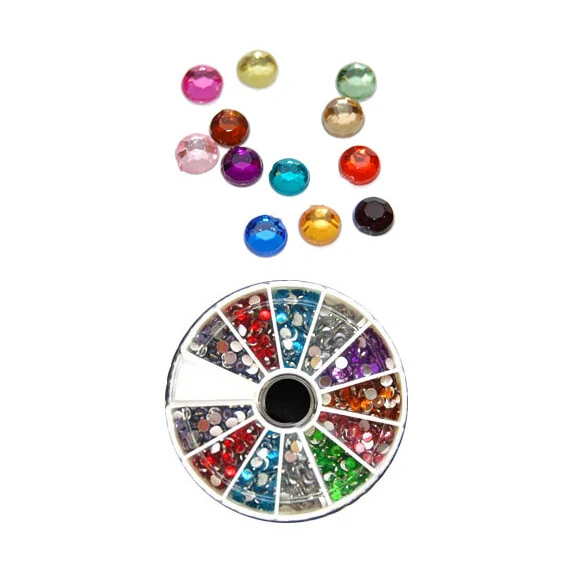 ACRYLIC SHARP ROUND STONES - 12 COLORS