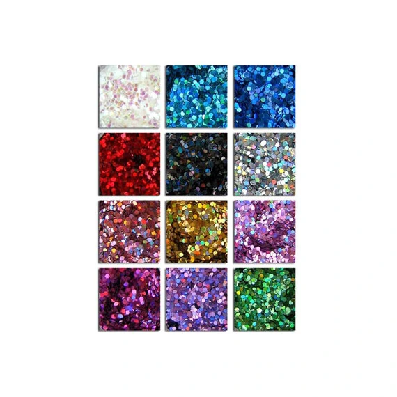 GLITTER FLAKES HEXAGON SHAPE (SMALL) - 12 COLORS