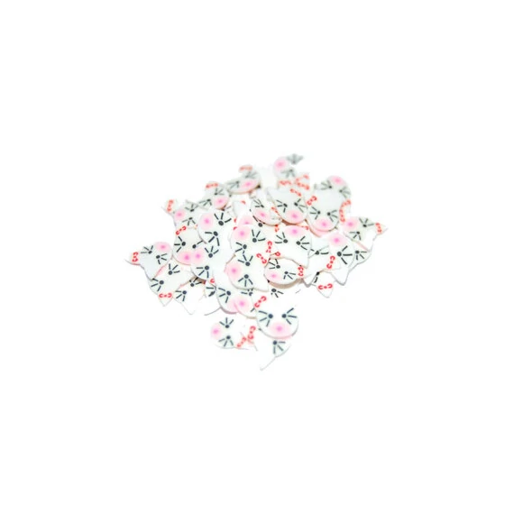SLICED FIMO ART - WHITE CAT WITH WITH RED BOW (500PCS)