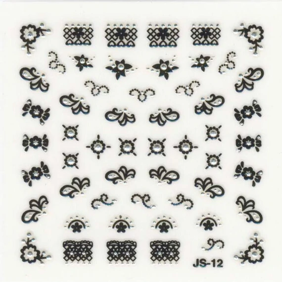 3D DETAILED NAIL STICKERS 3DJW12 WITH METAL STONES