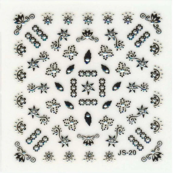 3D DETAILED NAIL STICKERS 3DJW20 WITH METAL STONES