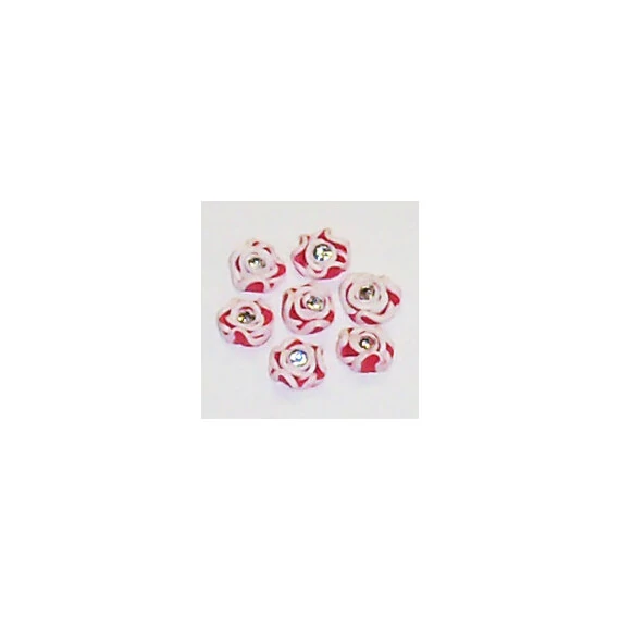 CERAMIC ART FLOWERS WITH CRYSTAL - RED