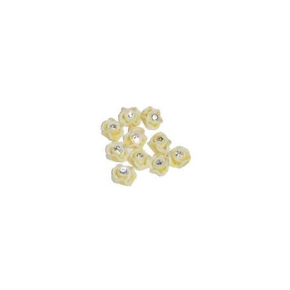 CERAMIC ART FLOWERS WITH CRYSTAL - YELLOW