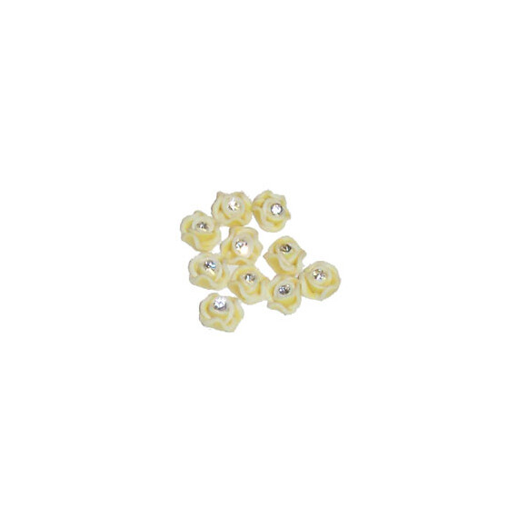 CERAMIC ART FLOWERS WITH CRYSTAL - YELLOW