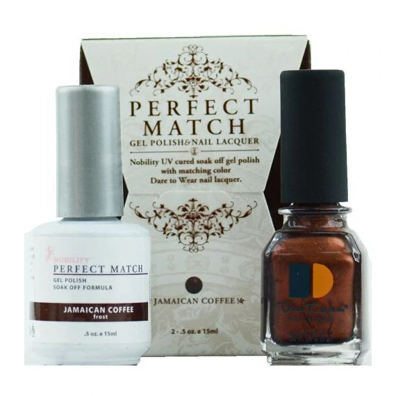 LECHAT PERFECT MATCH GEL POLISH & NAIL LACQUER JAMAICAN COFFEE 2-.5OZ/15ML
