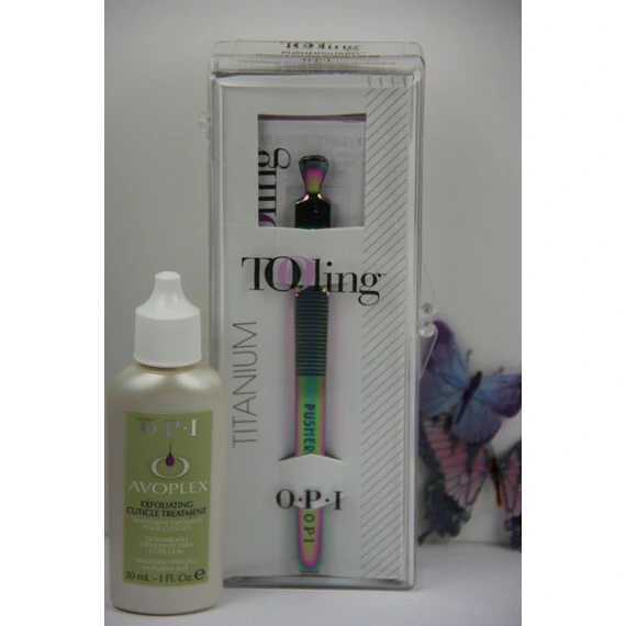 OPI AVOPLEX EXFOLIATING CUTICLE TREATMENT 30 ML-1 FL.OZ AND OPI TITANIUM PUSHER IM222