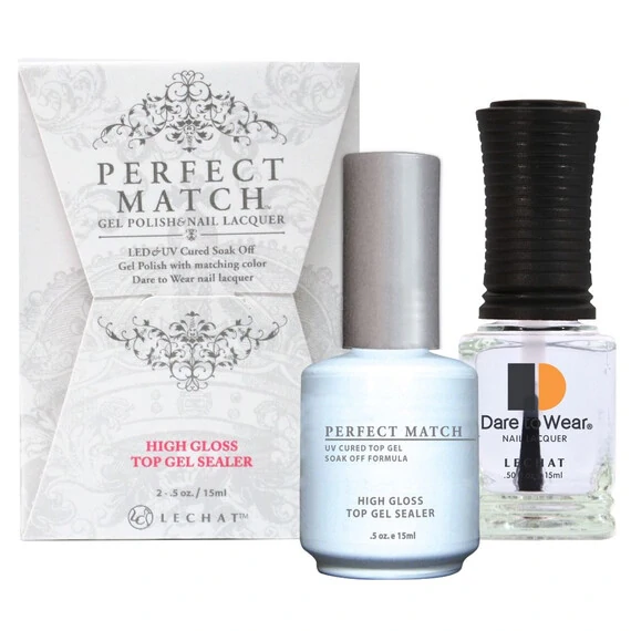 LECHAT PERFECT MATCH GEL POLISH AND NAIL LACQUER HIGH GLOSS TOP GEL SEALER 2-.5OZ/15ML