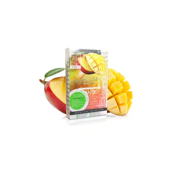 VOESH DELUXE PEDICURE IN A BOX 4 IN 1 - SOAK, SCRUB, MASQUE, MASSAGE - MANGO DELIGHT