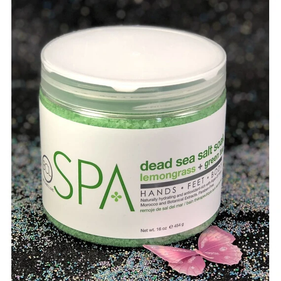 BCL SPA DEAD SEA ORGANIC SALT SOAK LEMONGRASS + GREEN TEA 16 OZ 454 G