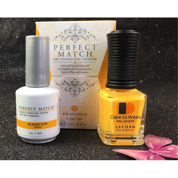 LECHAT BLAZIN' SUN PERFECT MATCH GEL POLISH & NAIL LACQUER PMS201 -.5OZ/15ML RETRO REMIX COLLECTION