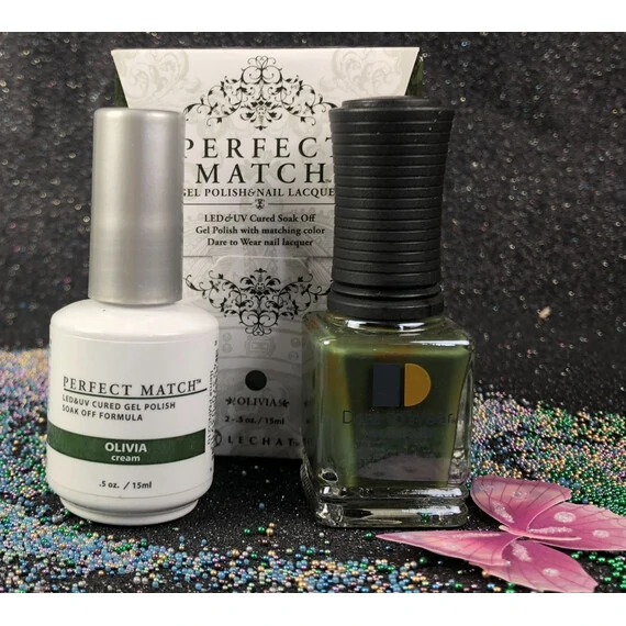 LECHAT OLIVIA PMS210 PERFECT MATCH MODERN MUSE COLLECTION GEL POLISH & NAIL LACQUER 2 PCS-.5OZ 15ML