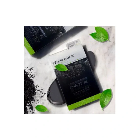 VOESH DELUXE PEDICURE IN A BOX 4 IN 1 - SOAK, SCRUB, MASQUE, MASSAGE - CHARCOAL POWER DETOX